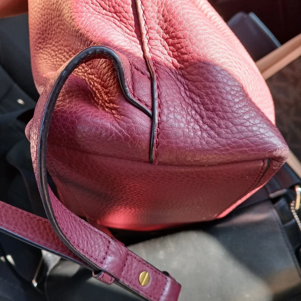 Tory Burch Chelsea Backpack Purse Burgundy Pebbled Leather Gold Hardware
